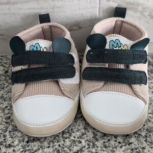 NWOT Primark Disney Baby Mickey Mouse Ears Shoes Beige Green 9-12 Months